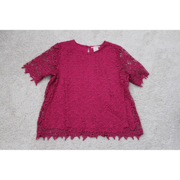 Philosophy Woman's Cactus Flower Pink Boho Crochet Blouse Size XL - Picture 1 of 9